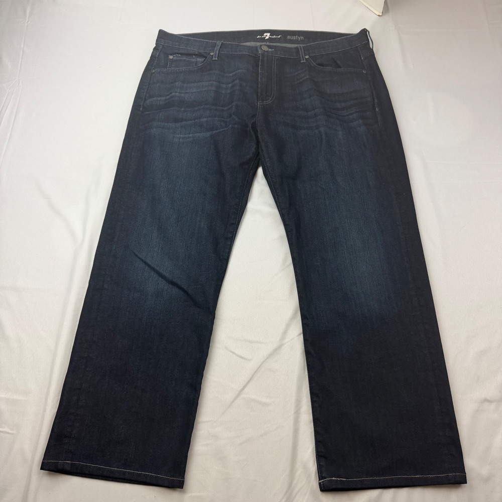 7 For All Mankind Austyn Jeans Mens 40x29 Dark Blue Relaxed Straight Leg Stretch